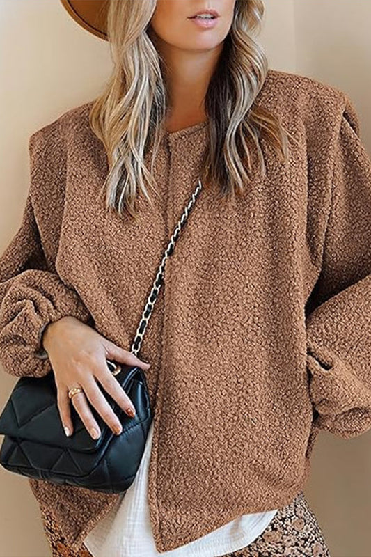 WW | Samt Ballonärmel lässige lockere Jacke