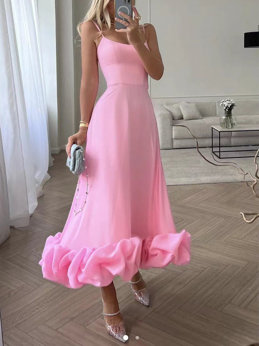 WW | Women's Elegant Ruffled Hem Maxi Dress