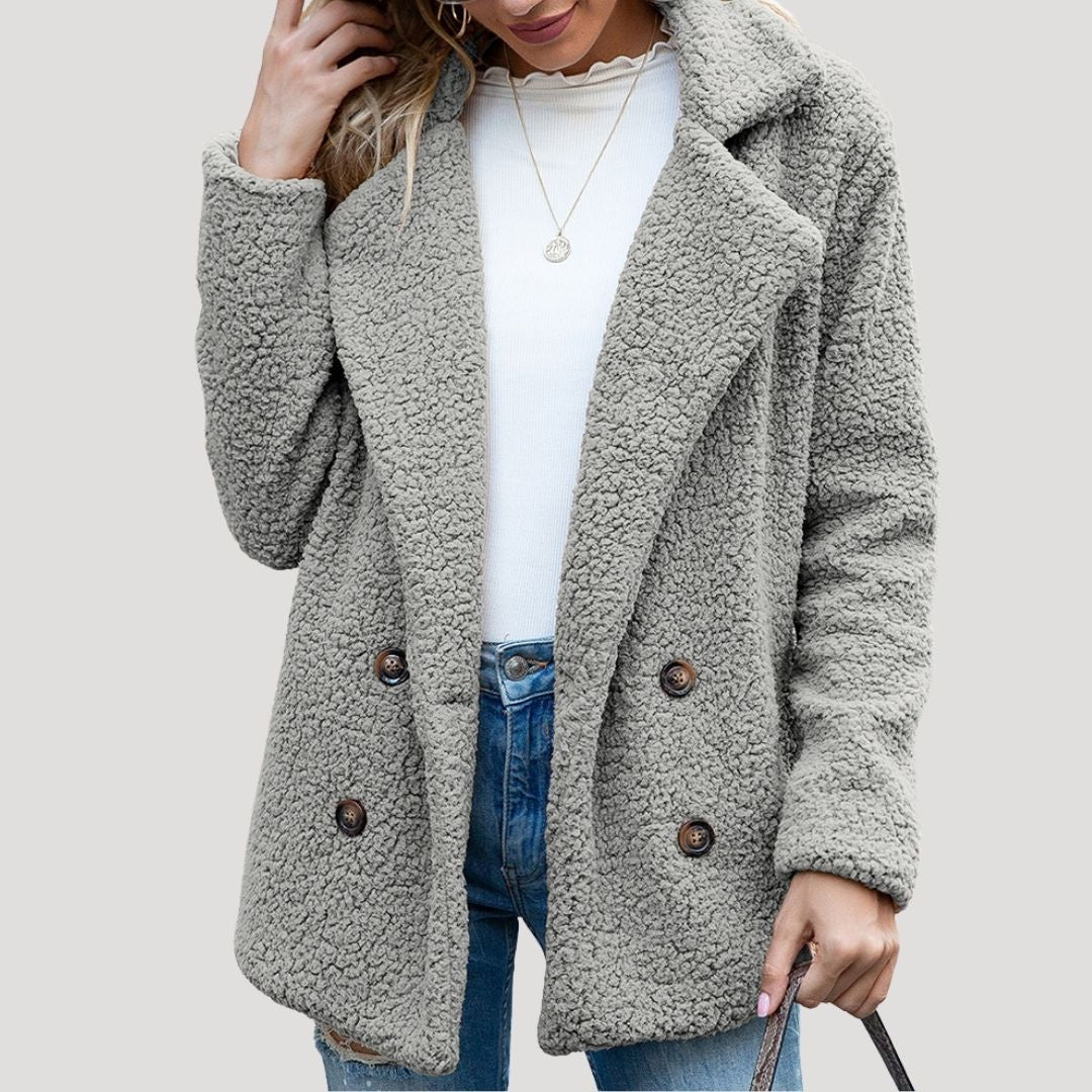WW | Damen Doppelknopf Fleece Jacke Winterstil