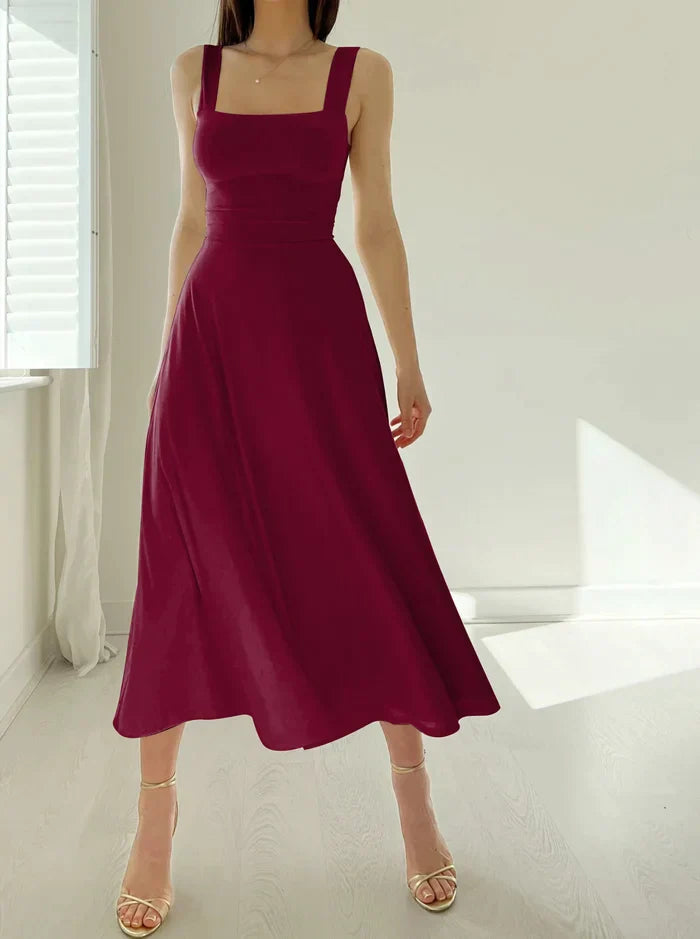 WW - Elegantes ärmelloses A-Linien-Midikleid – Zeitloser Chic | Fit-and-Flare Midikleid – Perfekt für jeden Anlass