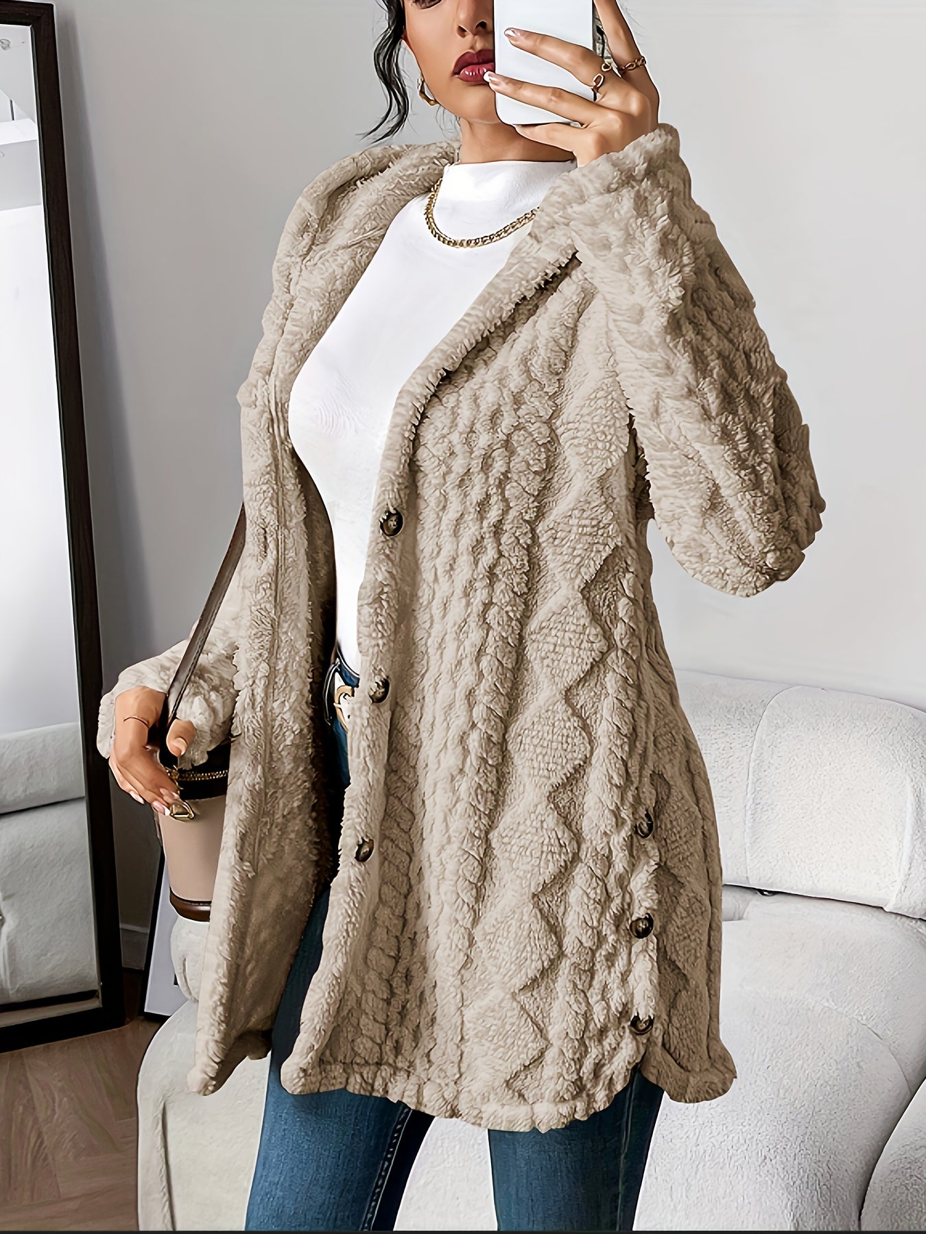 WW | Long jacket with hood and buttons