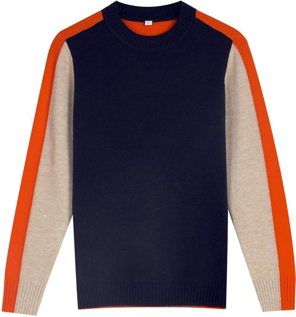 WW | Damenpullover mit Retro-Streifen in Marine und Orange