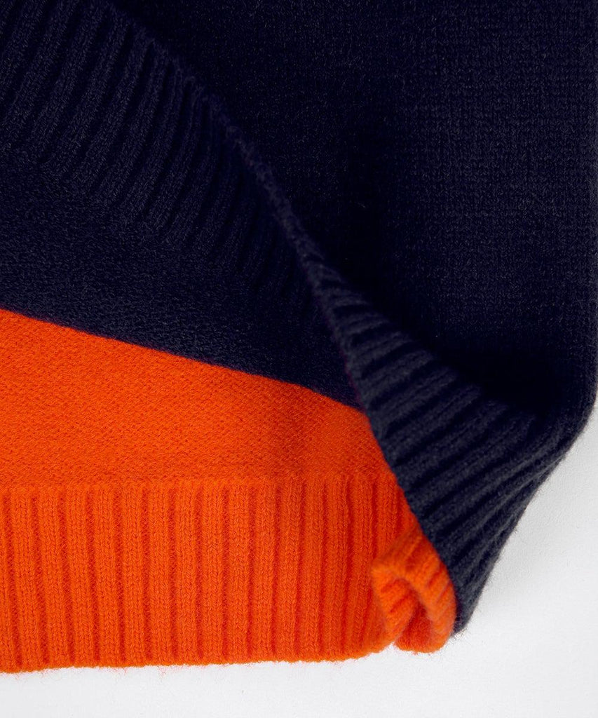 WW | Damenpullover mit Retro-Streifen in Marine und Orange
