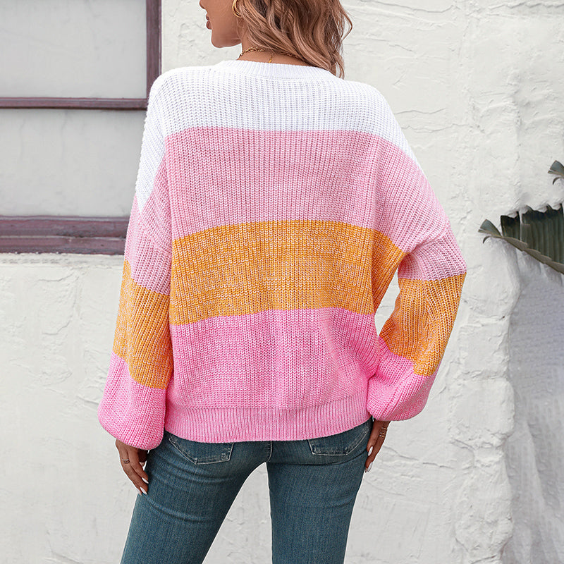 WW | Farbblockstrickpullover mit Modernem Muster