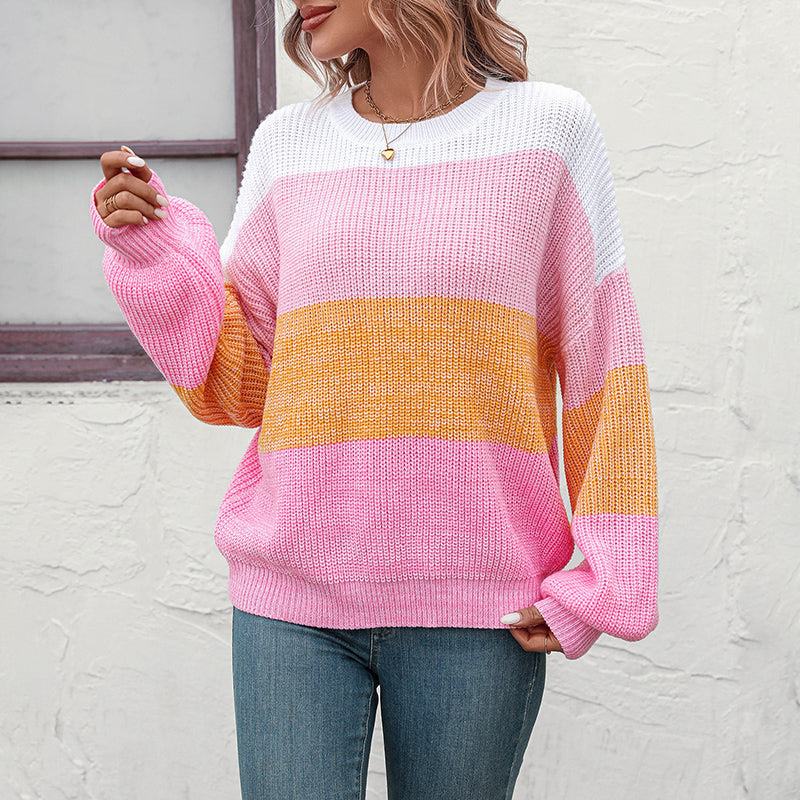 WW | Farbblockstrickpullover mit Modernem Muster