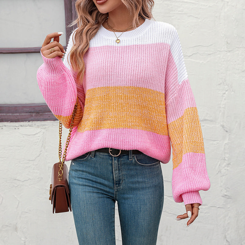 WW | Farbblockstrickpullover mit Modernem Muster
