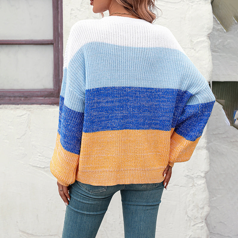 WW | Farbblockstrickpullover mit Modernem Muster