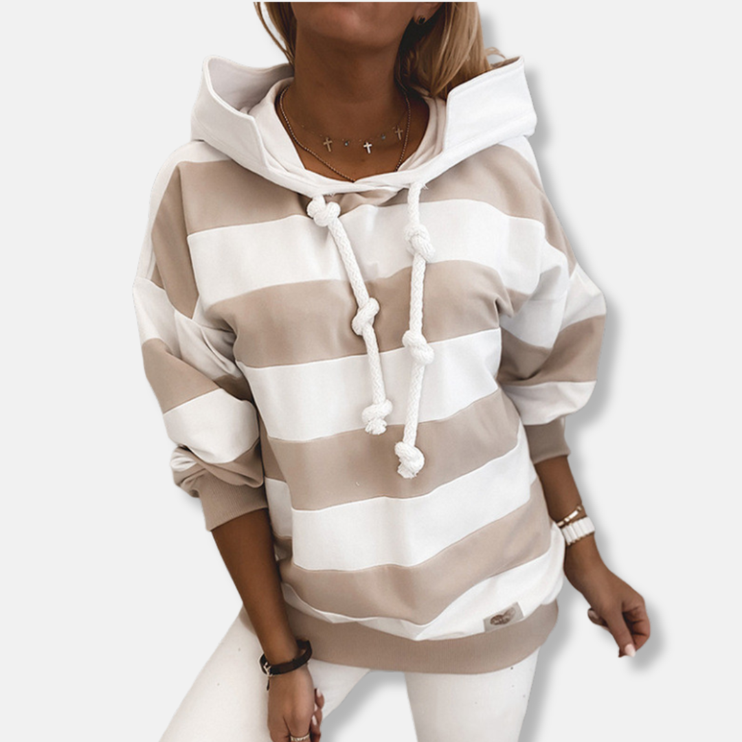 WW | Lockere Passform Hoodie - Gestreifter lässiger Hoodie