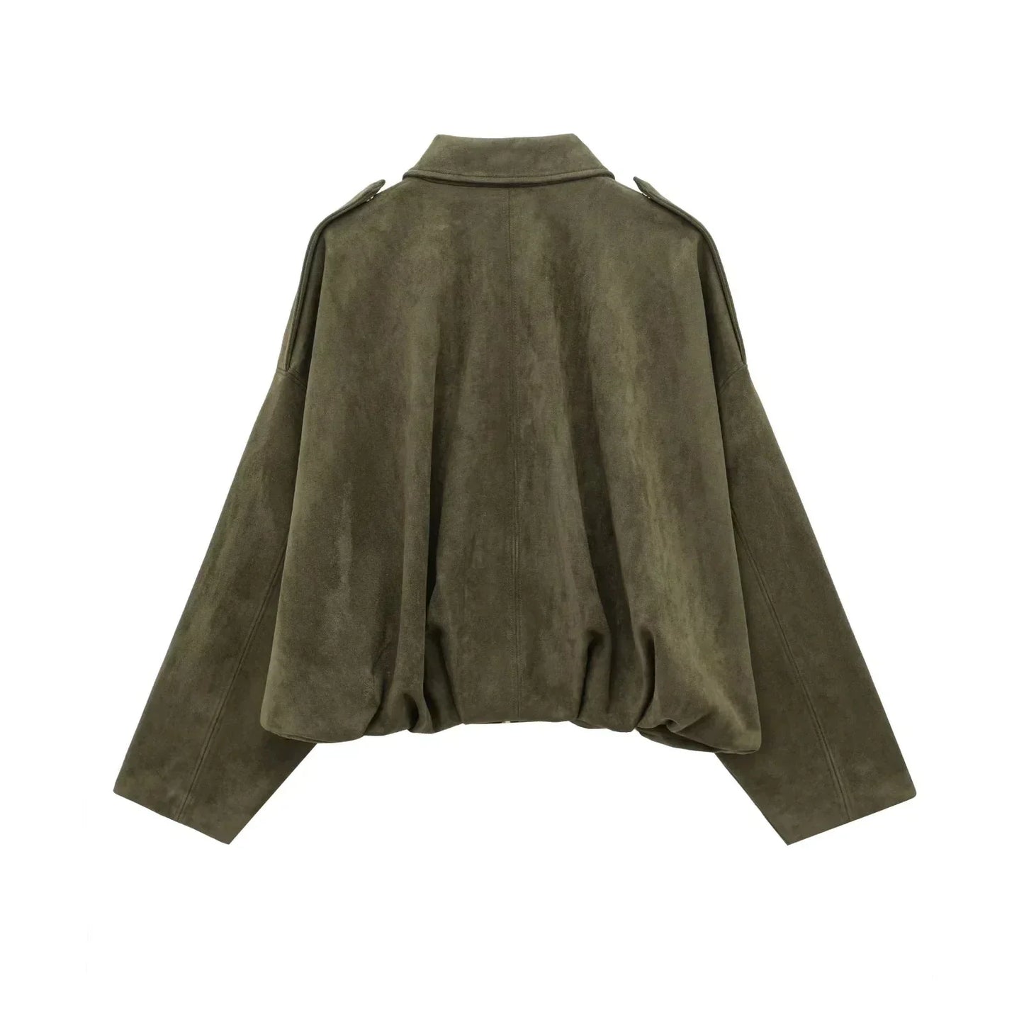 WW | Überdimensional Jacke - Weiche Wildlederoptik - Voll gefüttert - Khaki