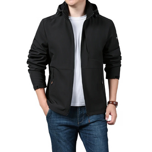 WW | Waterproof Softshell Casual Jacket with Adjustable Hood for Men - Perfect for Autumn/Winter Outdoor Activities