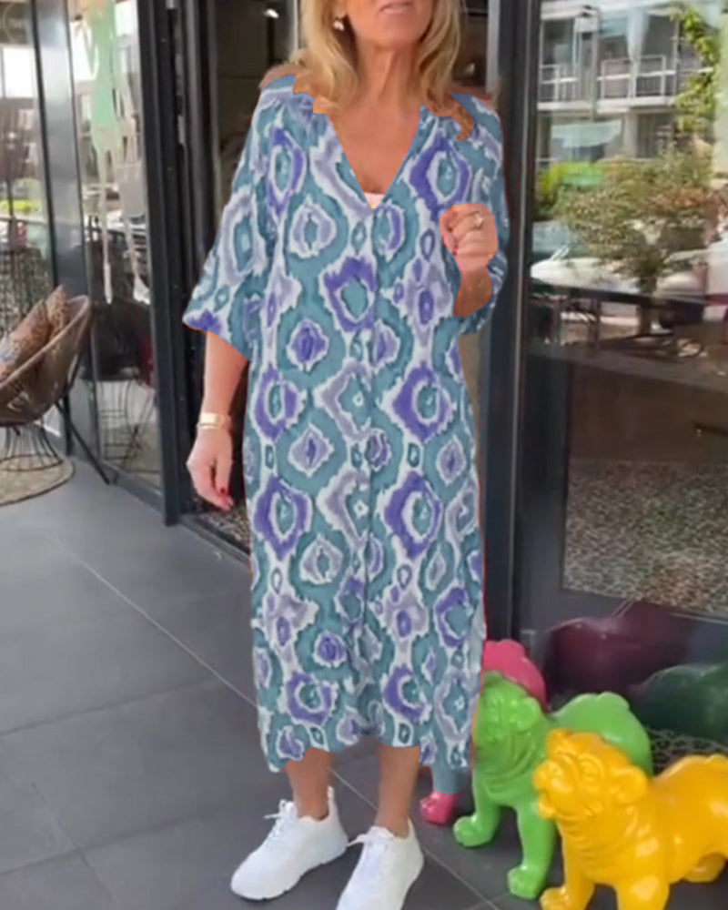 WW | Kleid mit Motivdruck und Halbärmeln
