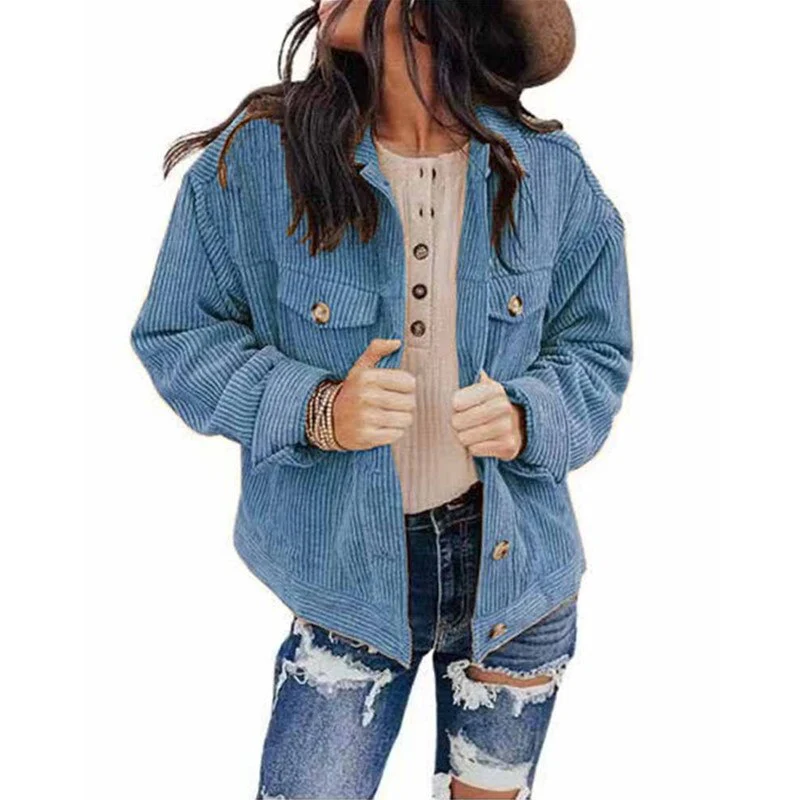 WW | Women's Cord Oversized Look Jacket With Buttons And Breast Pockets