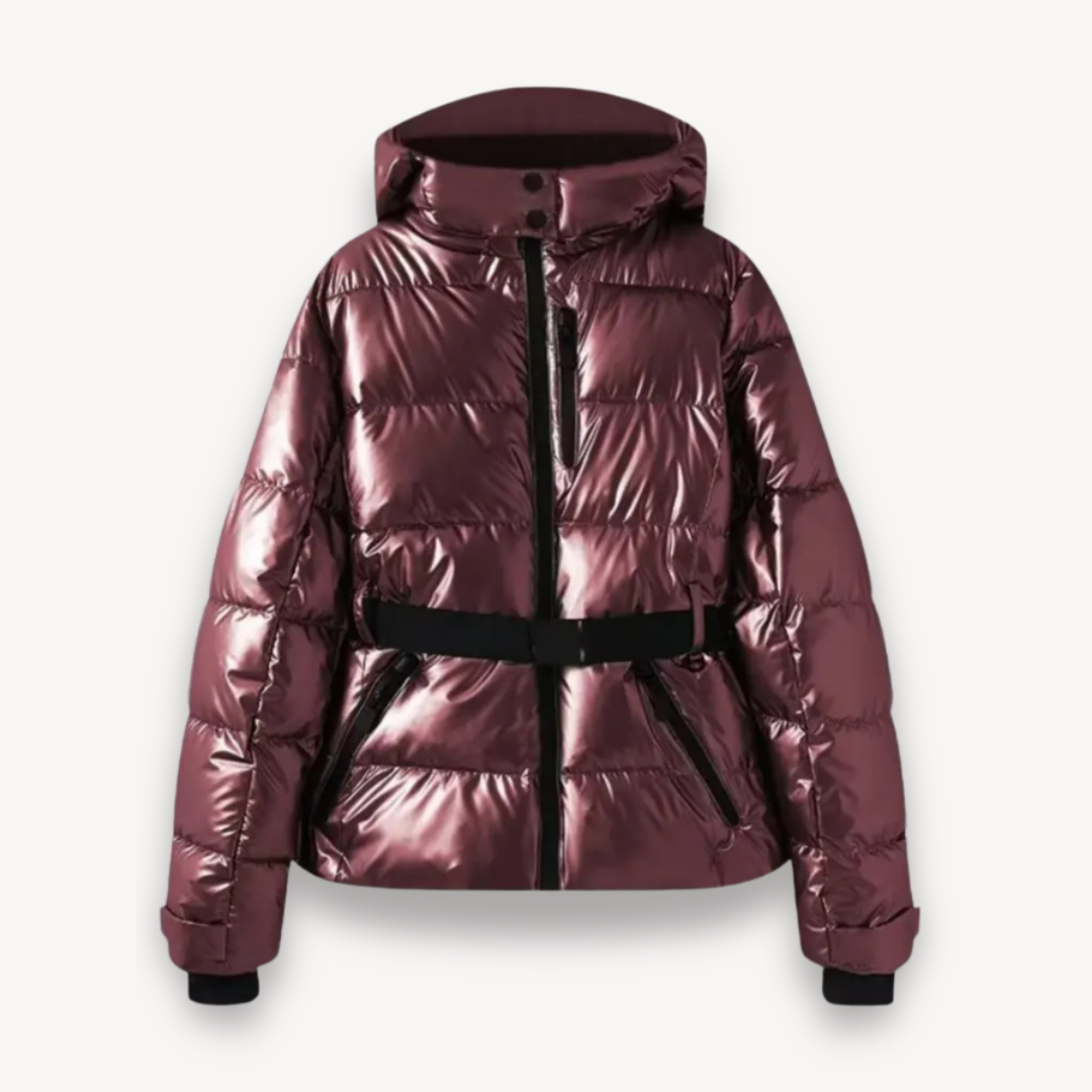 WW | Damen Gepolsterte Daunenjacke mit Kapuze und Gürtel Gemütlicher Stil
