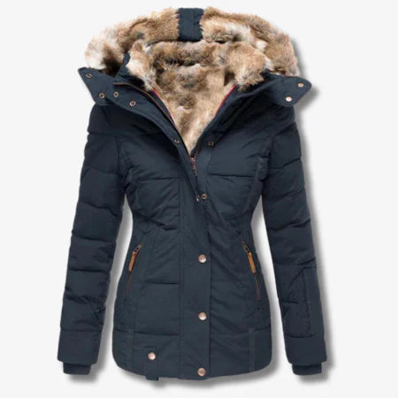 WW | Pufferjacke Taillierte Passform Gepolstert Kapuze mit Kunstpelz