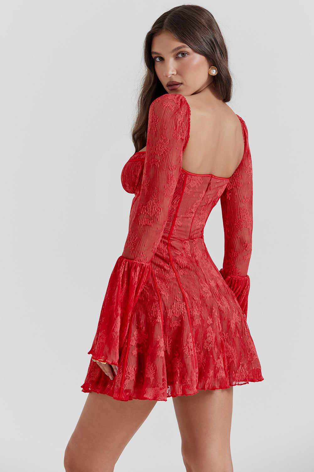 Sexy Mini Cocktail Dress with Corset Bodice & Long Sleeves – Party Dress & Evening Dress