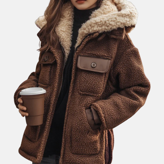 WW | Fleece Relaxed Fit Mantel - Sherpa gefütterter Kapuzenreißverschlussmantel