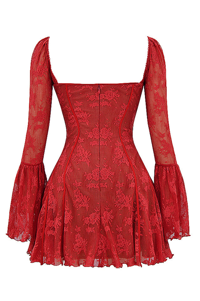 Sexy Mini Cocktail Dress with Corset Bodice & Long Sleeves – Party Dress & Evening Dress
