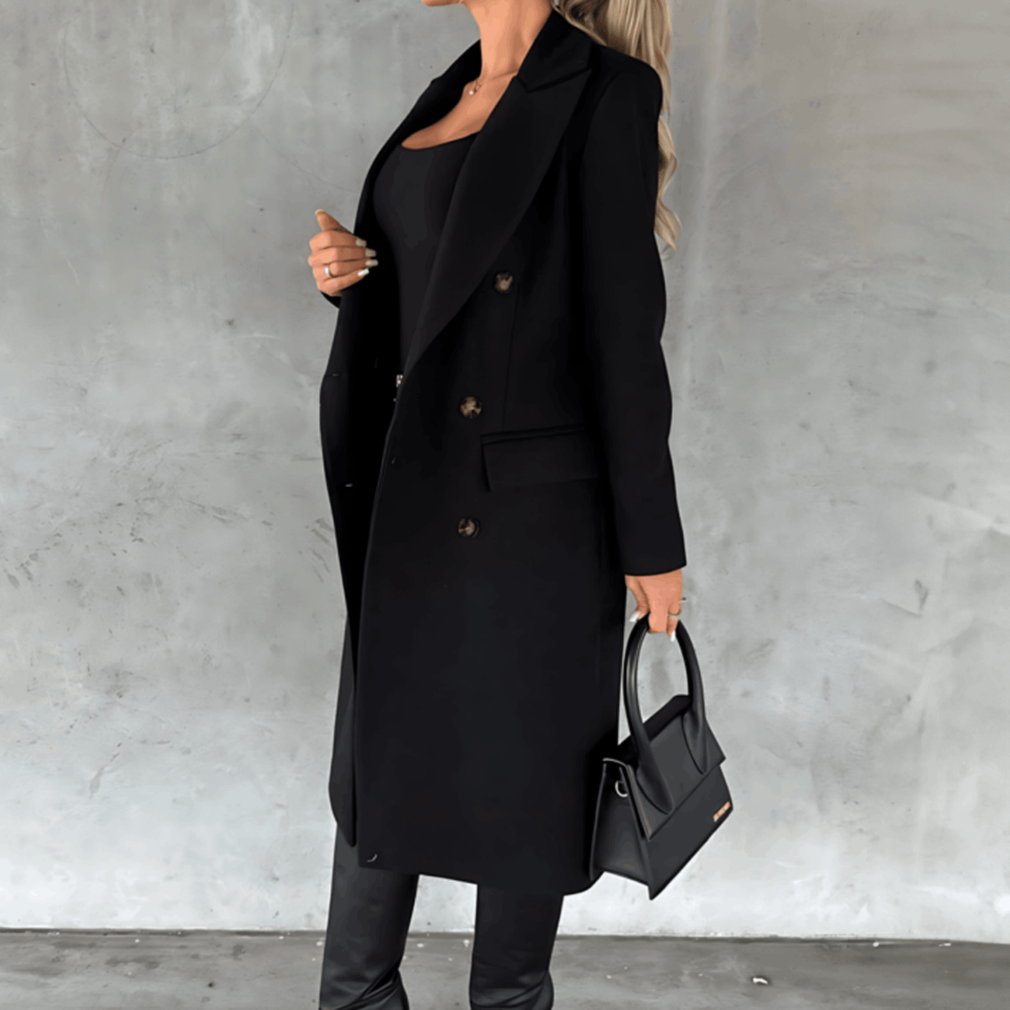 WW | Long Elegant Smart Casual Jacket with Buttons and High Collar