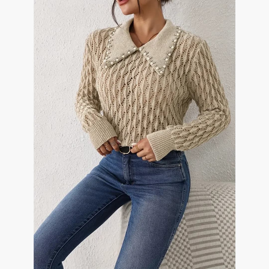 WW | Elegant Pearl Knit Sweater for Women