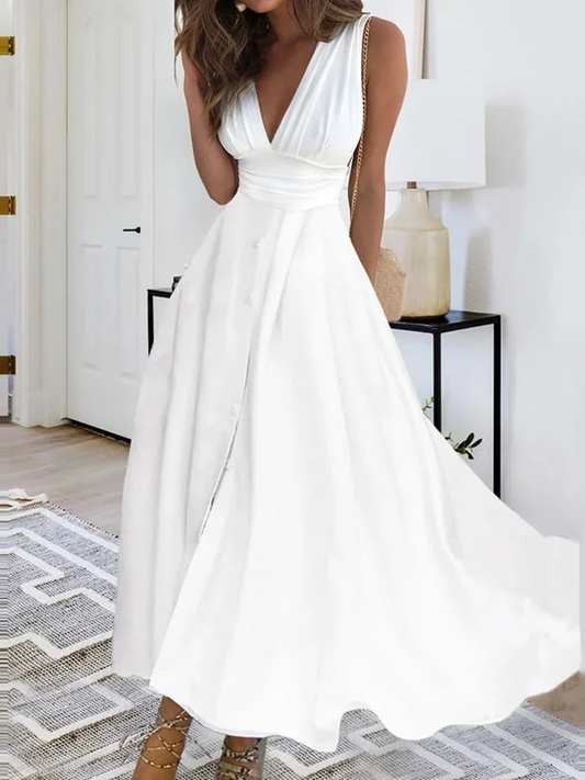 WW | Elegantes Langes Bankettkleid mit Überkreuztem V-Ausschnitt