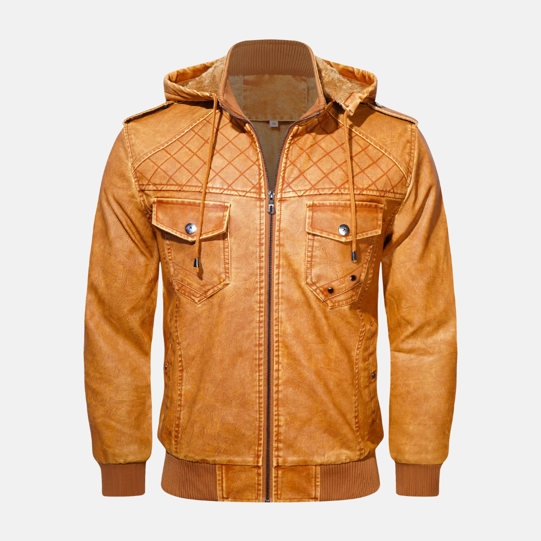 WW | Lederjacke mit Kapuze