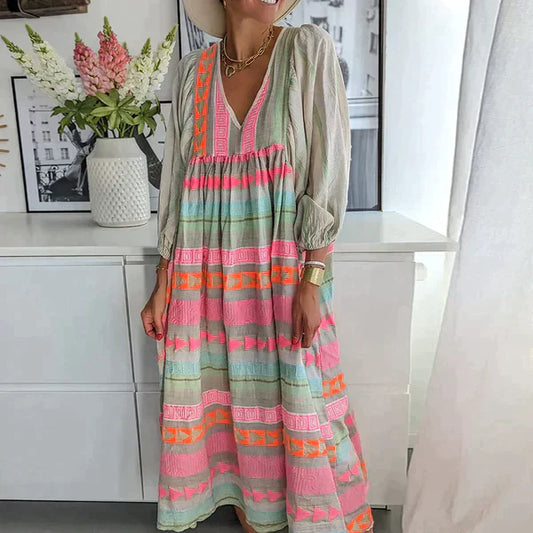 WW | Maxi Dress with Long Sleeves and V-Neck