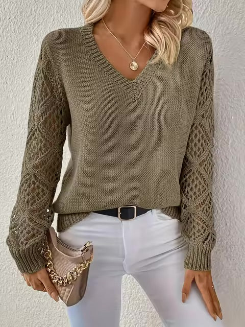 WW | Eleganter und bequemer V-Ausschnitt Strickpullover für Damen