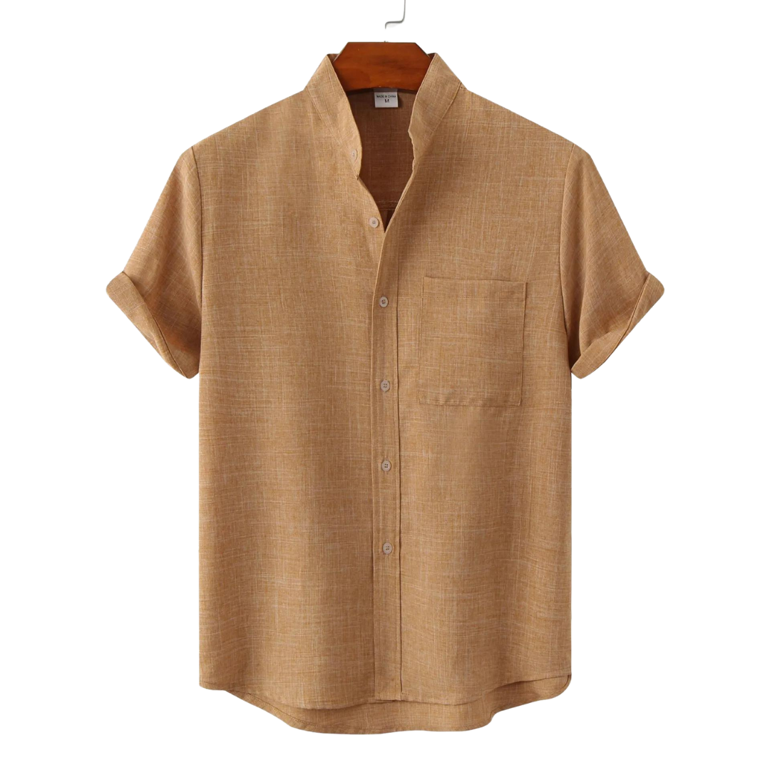 WW Leinen T-Shirt - Boho - Einfarbig Schmale Passform