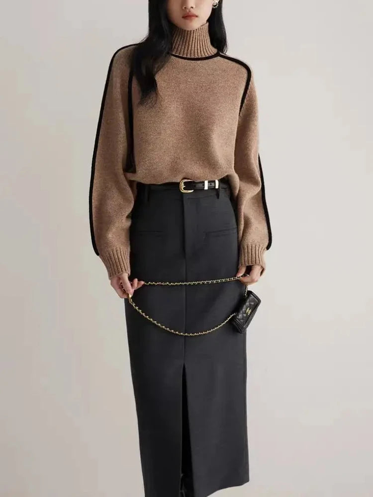 WW | Contrast Knitted Roll Neck