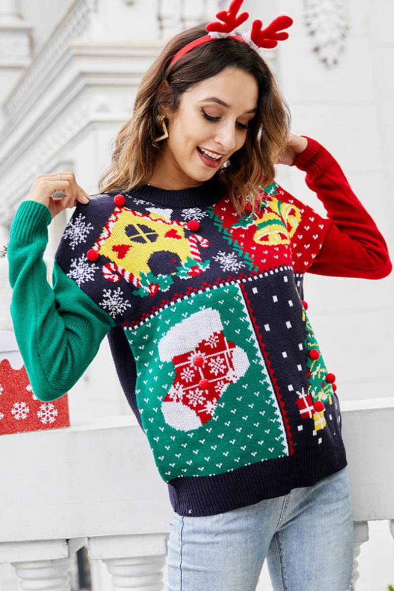 WW | Schneeflocke Weihnachtsbaum Pullover Strickpullover