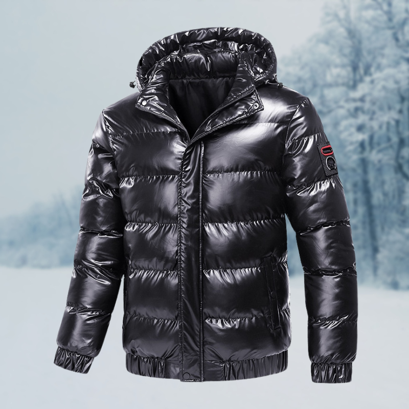 WW | Stylische Glänzende Pufferjacke mit Kapuze für Herren