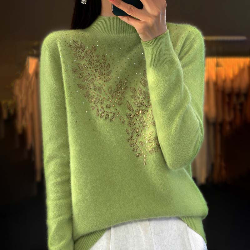 WW | Knitted Sweater with Pretty Leaf Pattern