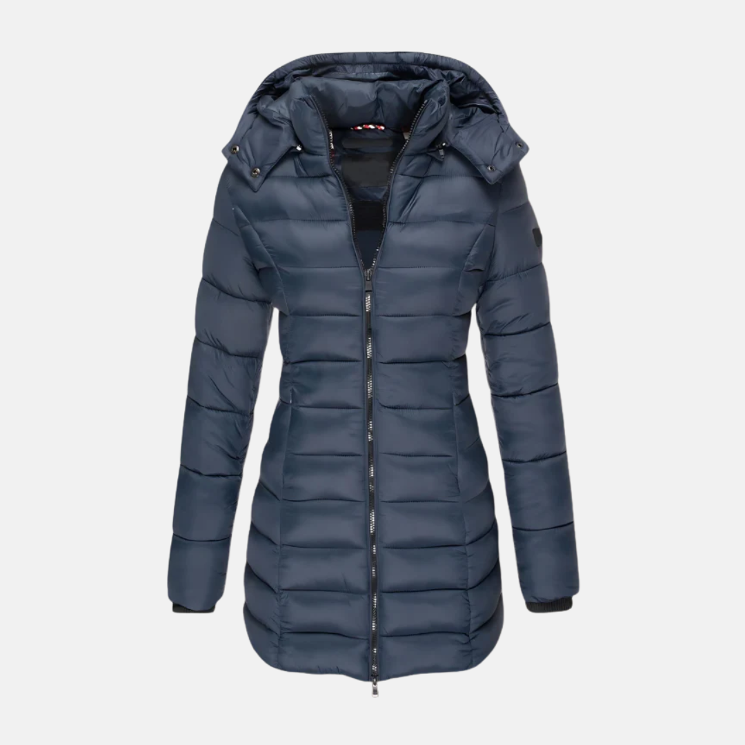 WW | Puffer Jacket - Slim Fit - Mid-length - With Hood - Ribbed Cuffs