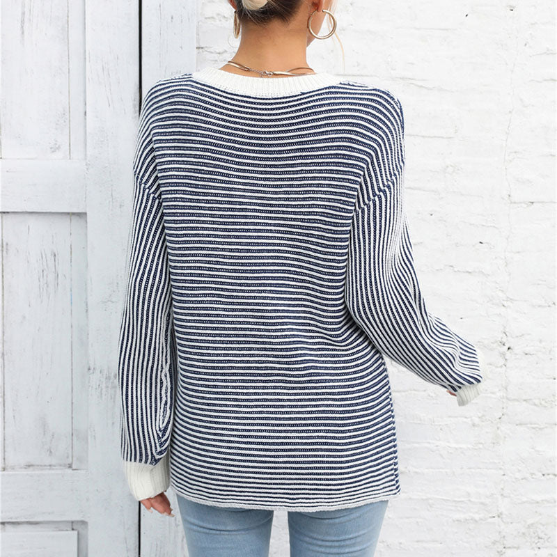 WW | Gestreifter Strickpullover für Einen Modernen Look