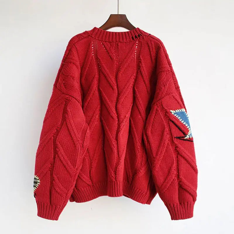 WW | Knitted V-neck Cardigan for Women with Embroidery