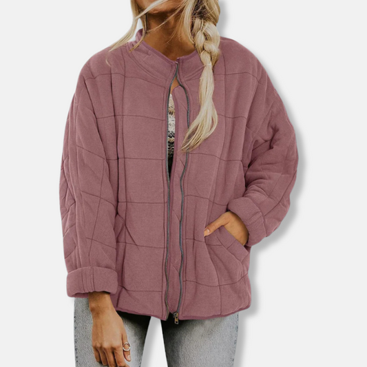 WW | Women's Quilted Coat – Plus Size – Stand-Up Collar – Full Zip Long Sleeves