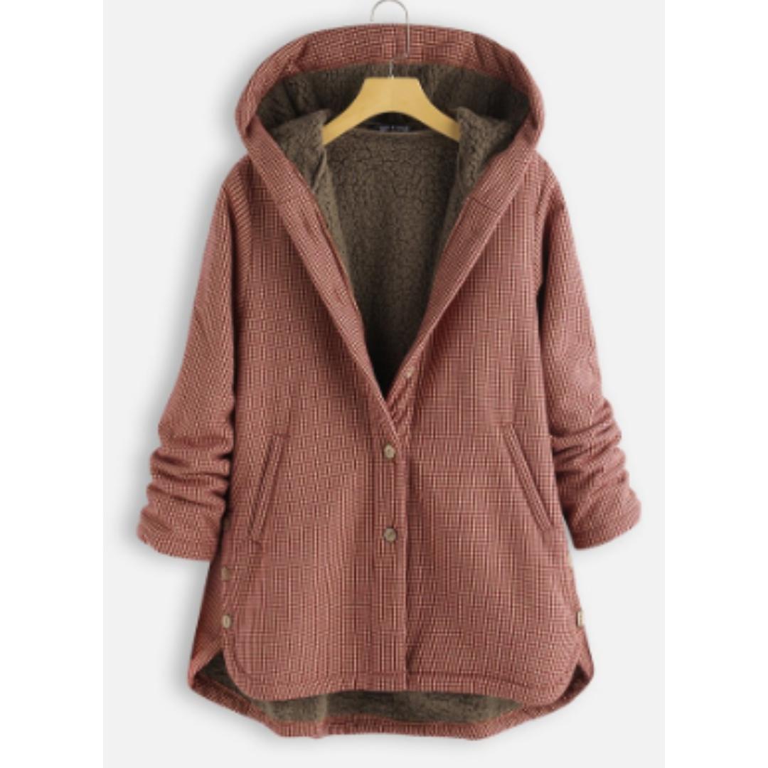 WW | Kapuzen-Sherpa-Jacke - Fleecegefütterter Druckknopf-Mantel - Warme lässige Outdoor-Bekleidung Kanada