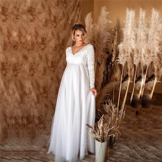 WW | Elegant Lace Maxi Dress For Pregnant Women