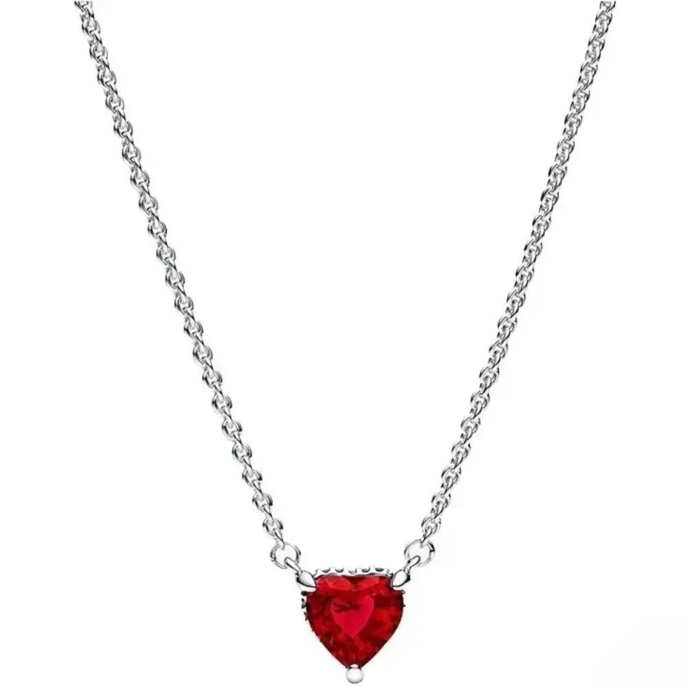 WW | Sterling Silver Dazzling Heart Shaped Pendant Necklace For Women