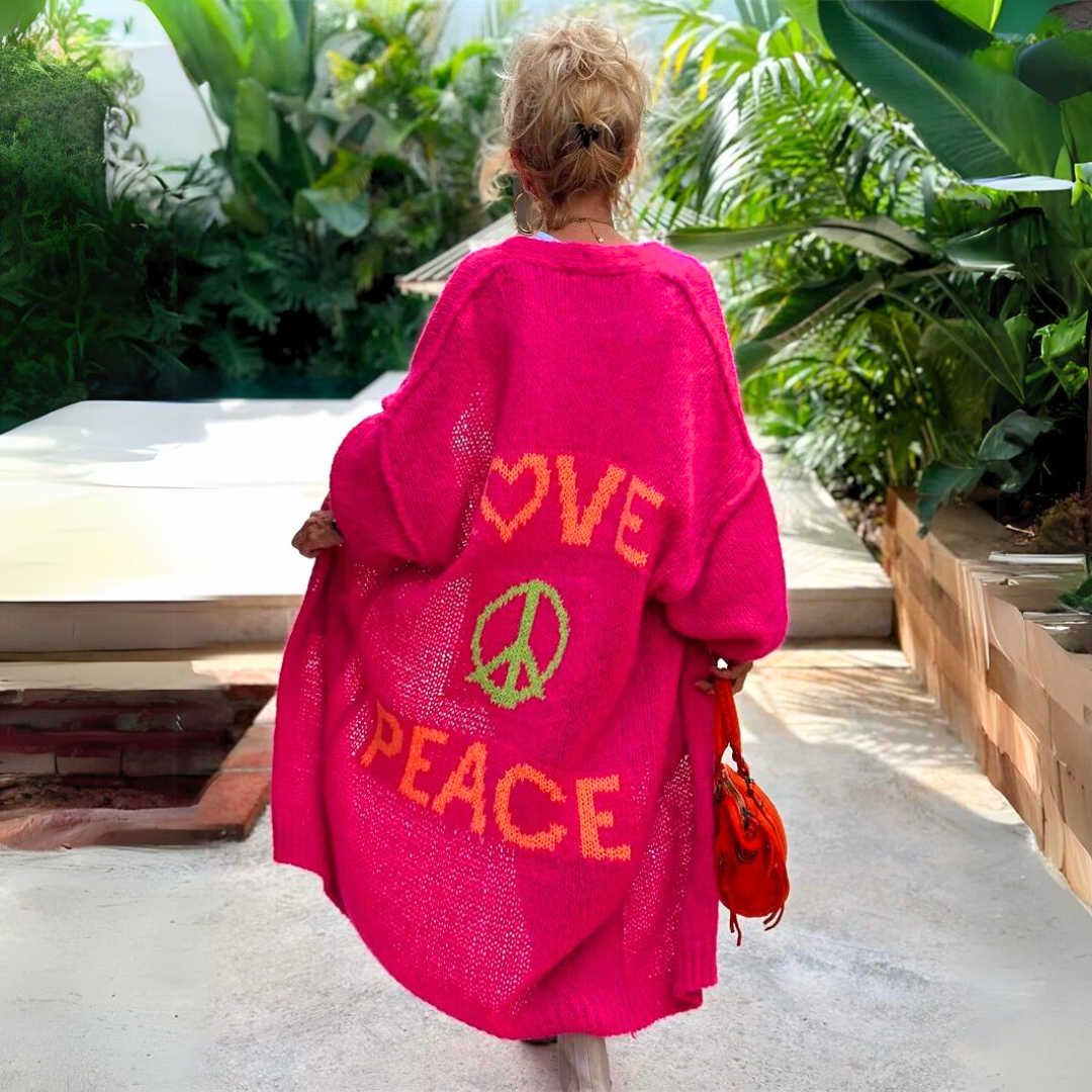 W&W Bunte lange Damen-Strickjacke