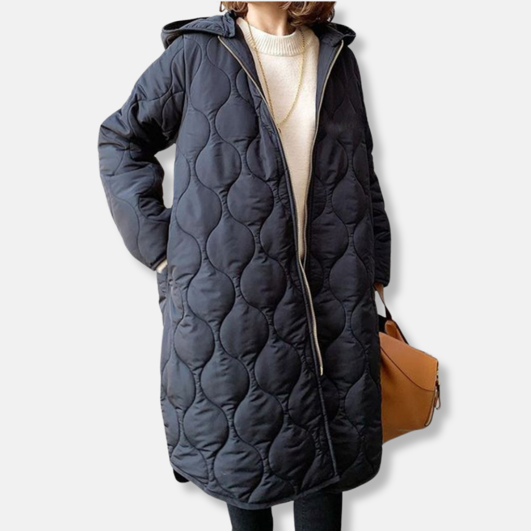 WW | Steppjacke Übergroß Fit Lange Länge Kapuze und Reißverschluss