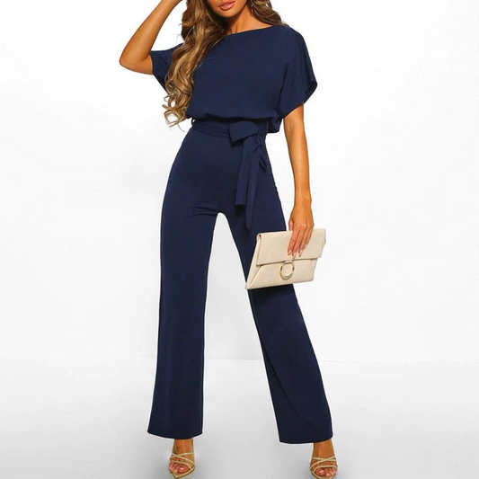 WW | Damen Overall, Kurzarmkombination, Club-Outfit, weite und bequeme Beine, mit Gürtel