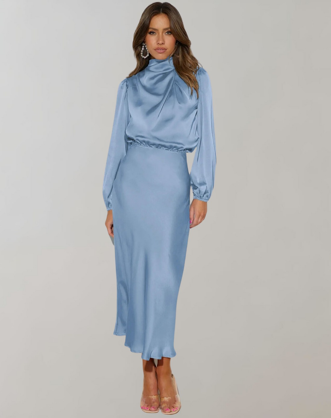WW | Elegantes Abendkleid für Damen Lang Langärmelig