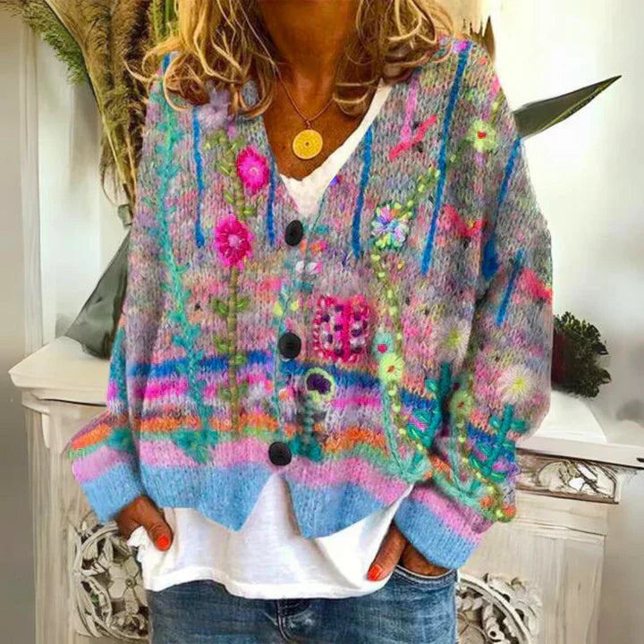 WW | Women's Cardigan with Flower Buttons