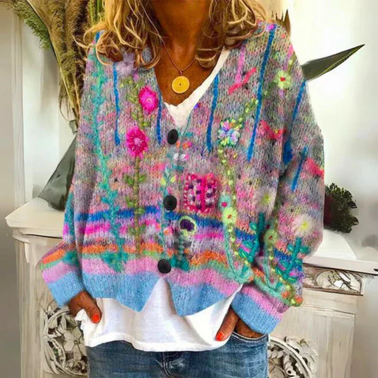 WW | Women's Cardigan with Flower Buttons