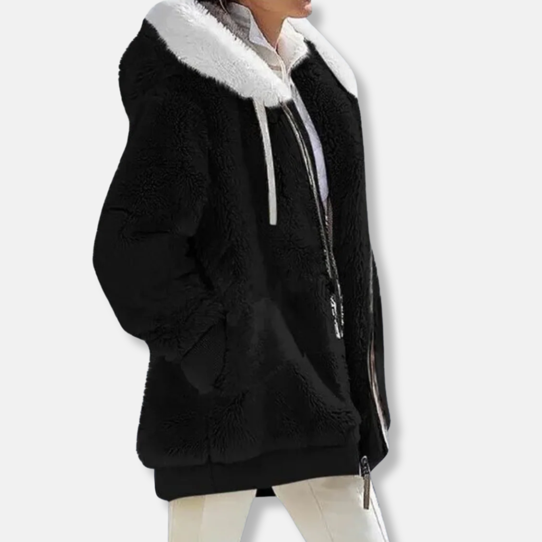 WW | Fleece Übergroße Fleecejacke - Kapuzen-Reißverschlussjacke
