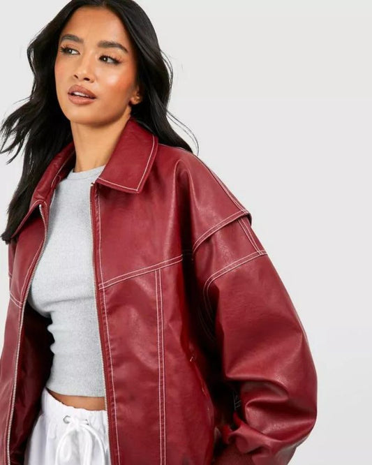 WW | Chic Leder Bomberjacke für Frauen