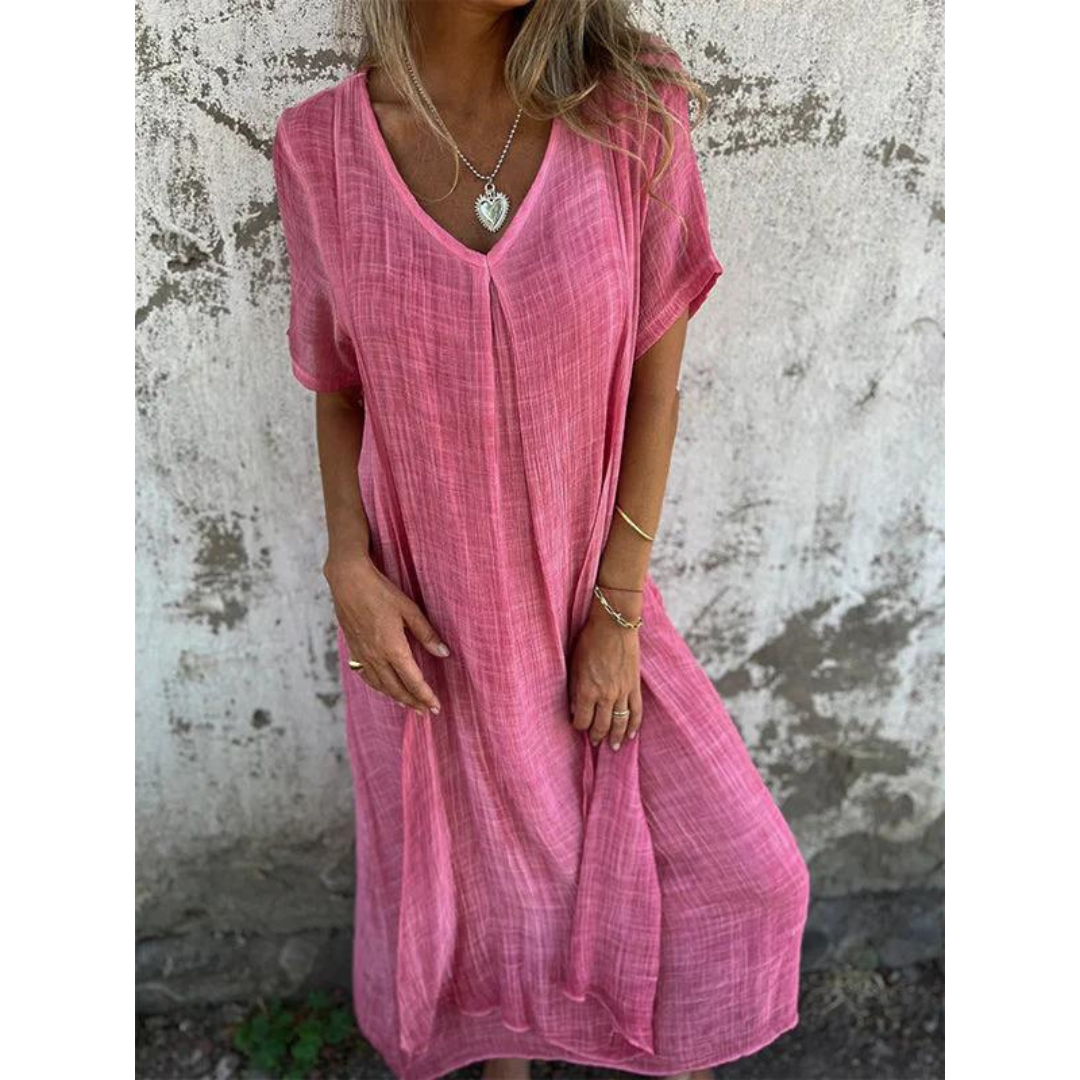 Linen Airy Loose Boho Summer Dress For Women
