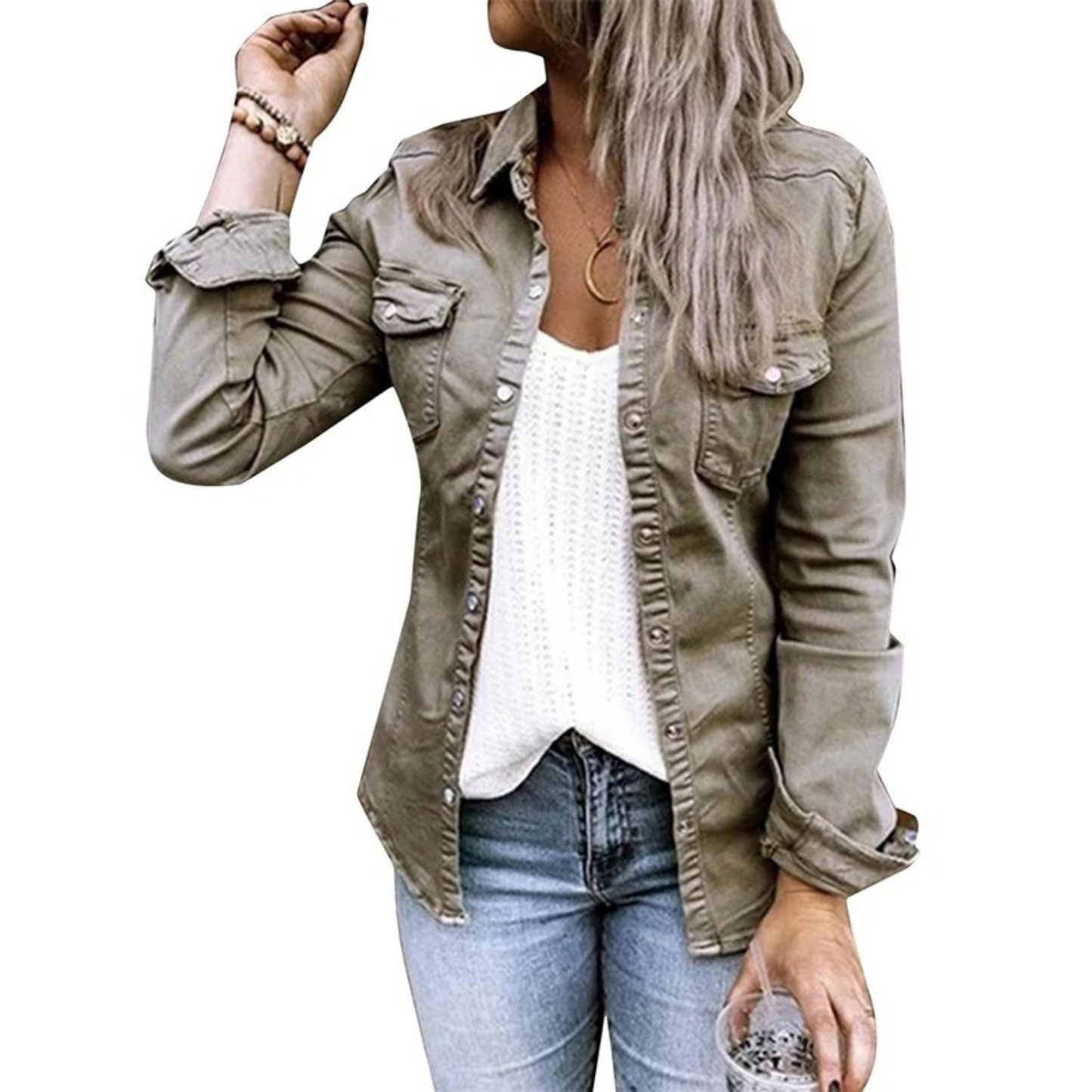WW | Damen Sommerjacke Im Military Denim Stil