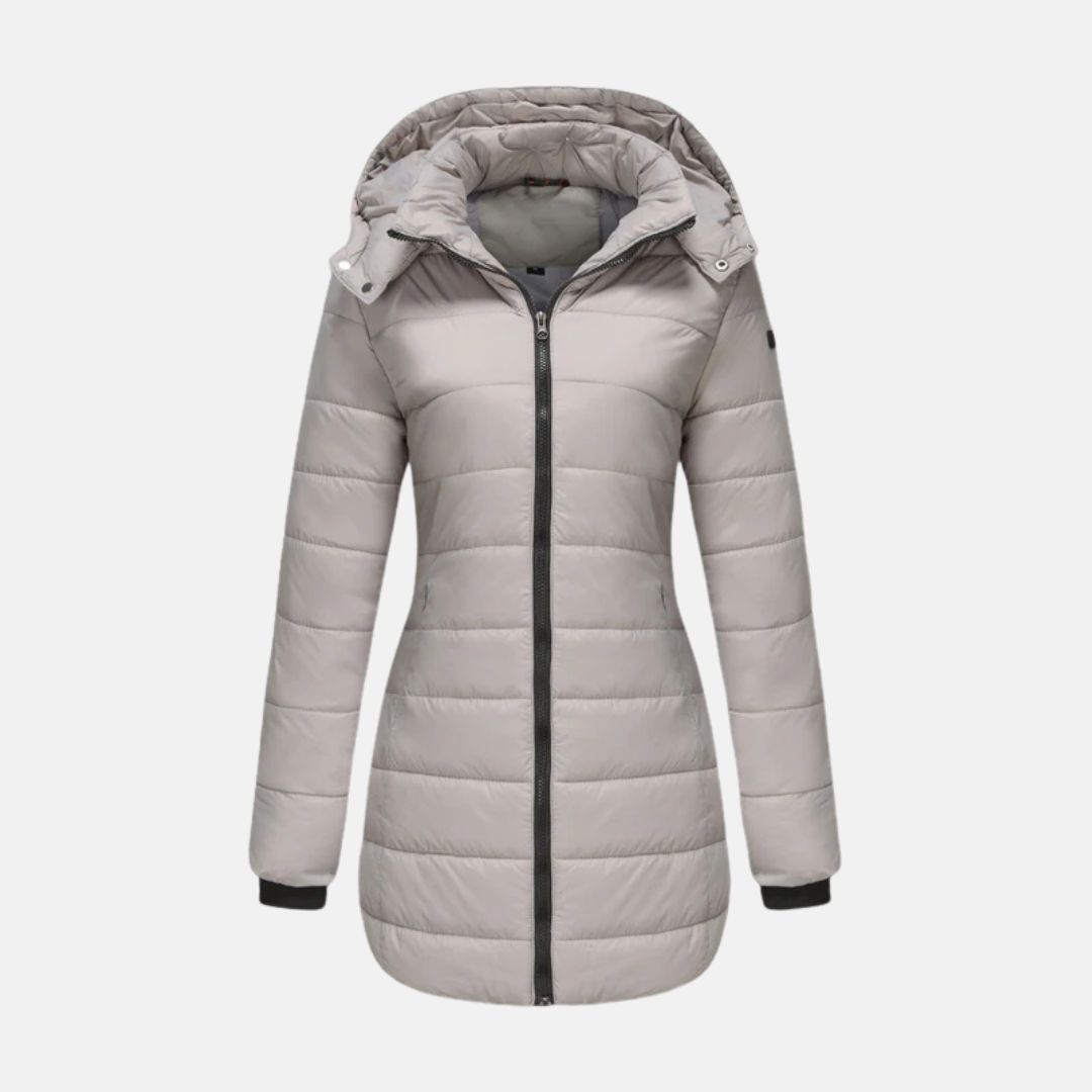 WW | Long Padded Water Repellent Coat Hood Two Way Zipper